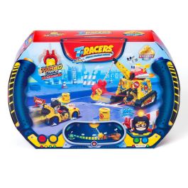 Magic Box T-Racers PTRSD014IN10 Turbo Crane Challenge Juguete Interactivo con Grúa Motorizada, Vehículo Exclusivo y Más de 500 Combinaciones para Niños +3 Años