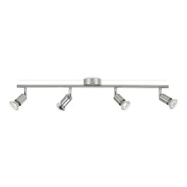 Philips Regleta 4 Focos Limbali GU10 Cromo Mate para Techo/Pared, Cabezal Ajustable, Bombillas No Incluidas, 69x10x15,5 cm