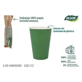 Set de 20 vasos de cartón verde pino 220 cc - Algon (20 Unidades) Precio: 15.49999957. SKU: B1FXBNYHY7