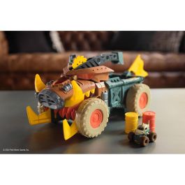 Spin Master 6071776 Monster Jam Vehículo Megalodon Mad Hog con 1 Mini Jam a escala 1:87 y 2 barriles, +3 años