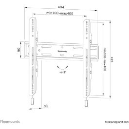 Neomounts WL30S-850BL14 Soporte TV Fijo de Pared, 32-75", Max 50 kg, VESA 100x100-400x400, Profundidad 3,3cm, Ajuste de Nivel - Negro