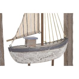 DKD Home Decor Decoración de Pared Atlantico Azul Blanco 8 x 50 x 30 cm (2 Unidades) Led Mdf