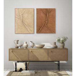 DKD Home Decor Cuadro Moderno Terracota Mostaza 4.5 x 120 x 90 cm (2 Unidades) Poliester Lienzo