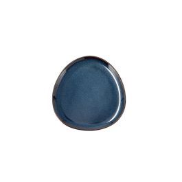 Bidasoa Plato Llano Cerámico Ikonic Azul 11x11 cm - Juego de 12 Unidades con Relieves Orgánicos, Apto Lavavajillas y Microondas