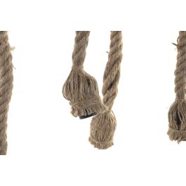 DKD Home Decor Lámpara Techo Balines Bambú Cuerda Metal Marrón Claro 10 x 60 x 80 cm (2 Unidades) 6 Bombillas
