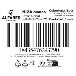 Inde Cubertería Niza, 16 Piezas de Acero Inoxidable, Color Blanco Aluminio, Juego de Cubiertos Completo (3 Unidades)