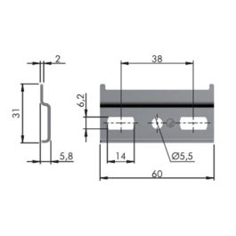 Italiana Ferramenta A31 Placa Metal para Colgador Apc6 Largo 60mm