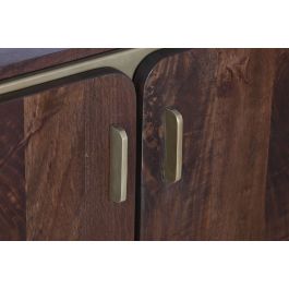DKD Home Decor Buffet Moderno Marrón, Mueble Aparador de Almacenamiento para Salón y Comedor, Acero y Madera de Mango, 160x40x81 cm