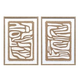 DKD Home Decor Cuadro Abstracto Lienzo Lino Blanco Beige 52.7 x 2.5 x 72.5 cm (2 Unidades) Precio: 75.49999974. SKU: B1CCK6H473