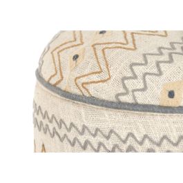 DKD Home Decor Reposapiés Urban Crudo Multicolor Algodón y Mango Bordado 40 x 52 x 40 cm