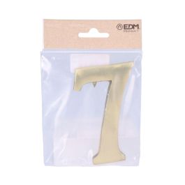 Edm Número 7 en Latón Pulido 10cm con Fijación Invisible - Oro Viejo
