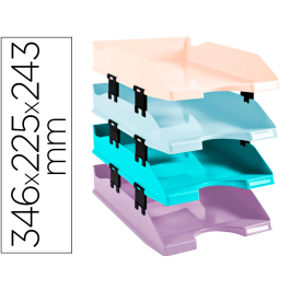 Exacompta Aquarel COMBO MIDI Set de 4 bandejas de sobremesa de plástico, documentos A4+, colores pastel surtidos, 346x225x243 mm Precio: 25.4999998. SKU: B1HAMK34X2