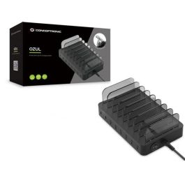 Conceptronic OZUL02B Estación de Carga 75W USB-C PD, 6x USB-A, Carga Rápida para Apple Watch, Nintendo Switch, iPad, iPhone, Samsung