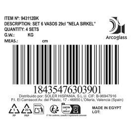 La Mediterranea Set 6 Vasos Colección Nela Sirkel de 290 cc (4 Cajas)