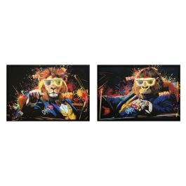 DKD Home Decor Cuadro Moderno de Lienzo LED 93x3x63 cm Multicolor/Negro con Diseño León Coche (2 Unidades) Precio: 135.9900003. SKU: B12ZCJRGDQ