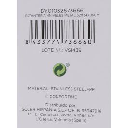 Estantería de Metal 4 Niveles 52x34x86 cm - Confortime (2 Unidades) Estantería de Metal 4 Niveles 52x34x86 cm - Confortime (2 Unidades)