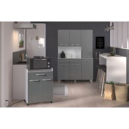 Carro OSLO 60 cm - 1 cajón y 1 puerta - L 60 x P 44 x H 81 cm - Color gris brillo - EKIPA Carro OSLO 60 cm - 1 cajón y 1 puerta - L 60 x P 44 x H 81 cm - Color gris brillo - EKIPA