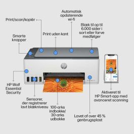 HP Smart Tank 5105 Impresora Multifunción Inyección Tinta Color A4 con Wi-Fi, Escáner y Copiadora, Sistema de Tinta Recargable
