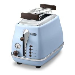 Delonghi CTOV 2103.AZ Tostadora Icona Vintage 900W, 2 Ranuras, con Descongelación y Cancelación, Azul y Marrón
