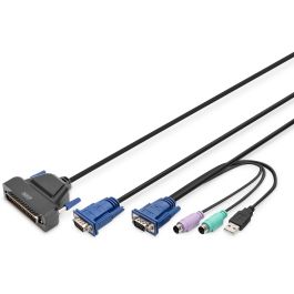 Digitus Módulo KVM profesional de puerto único, Conmutador modular USB PS/2 VGA para consola KVM
