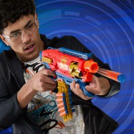 Nerf HASG17594N0 Lanzador Loadout Shadowspeed Recon con tambor giratorio de 6 dardos, incluye 14 dardos Nerf N1 y almacenamiento