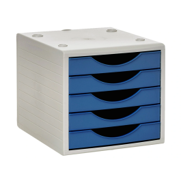 Archivo 2000 2000 Fichero Cajones Sobremesa Oficina Hogar 5 Cajones Azul Poliestireno Reciclado 270x340x260 mm