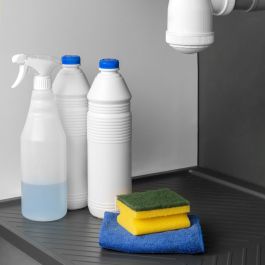 Emuca Protector fondo fregadero Sink para mueble de cocina, M100, 967x580mm, espesor de tablero 16mm, cortable, Plástico, Gris antracita