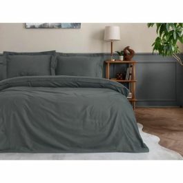 Juego de Cama - Funda Nórdica 220x240 cm, 2 Fundas de Almohada 60x60 cm - 100% Algodón Satén - Antracita