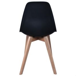 Home Deco Factory Silla STOCKHOLM Escandinava Negra Charles Eames Diseño Tulip Beech Madera Plástico 45.8x51.4x84.6 cm