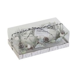 Velas DKD Home Decor Blanco Navidad 10 x 10 x 7 cm 19 x 10.5 x 7 cm (2 Unidades)
