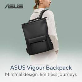 Asus Vigour Mochila para Portátil de hasta 16 pulgadas, Negra, 0.75 kg, Diseño Minimalista, Poliéster/PU Impermeable