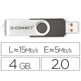 Q-connect Memoria USB Flash 4 GB 2.0 Negra con Protector Giratorio Metálico, Velocidad Lectura 15 MB/s, Escritura 5 MB/s Precio: 4.49999968. SKU: B15R7HWRF5
