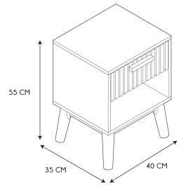 Home Deco Factory Mesita de Noche Klaus Natural con Cajón Madera Pino y Partículas Crudo Natural 40x35x55 cm