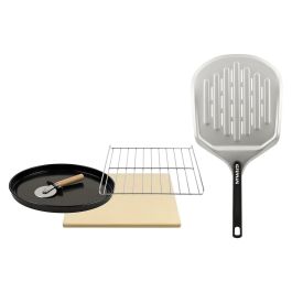 G3Ferrari G10186 Pronto Pizza Pizzaofen - Horno de Pizza con Piedra, 430 °C, 1700 W, Color Negro/Plata