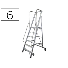 KTL Escalera móvil aluminio plataforma y guardacuerpos plegable 6 peldaños serie 2XL-S, soporta 150 kg, altura hasta plataforma 140 cm Precio: 943.49999986. SKU: B1EMNWDRV8