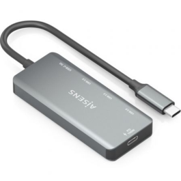 Aisens A109-0945 Hub USB Tipo-C, 1xUSB-C PD 100W, 1xUSB-C 3.0, 3xUSB-A 2.0, Alimentación por bus, Gris