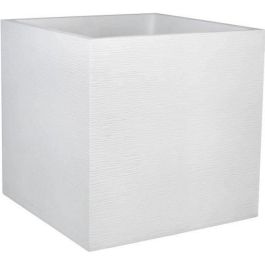 EDA PLASTIQUE Caja de flores cuadrada Graphit - 57 L - 49.5 x 49.5 x 49.5 cm - Plomo blanco