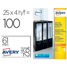 Etiqueta Adhesiva Avery Permanente Blanca 61x192 mm Para Lomo Archivador Laser Caja De 100 Unidades Precio: 22.49999961. SKU: B1AJ9WEC5C