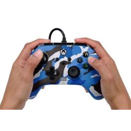Power A 1525941-01 Mando con Cable Enhanced para Xbox Series X|S, Camuflaje Azul, Xbox One y Windows 10/11