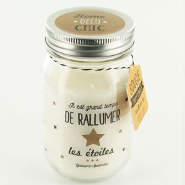 Home Deco Factory Vela Aromática "Bougie" con Mensaje en Tarro, Modelos Etoiles (Vainilla) y Bonheur (Frutas Tropicales) Home Deco Chic