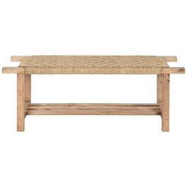 DKD Home Decor Descalzadora Balines de Madera de Mango y Cuerda Natural. Banqueta Colección Bali1 127 x 41 x 47 cm (Ancho x Fondo x Alto)