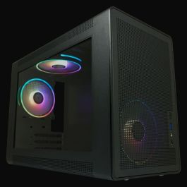 LC-Power LC-716MB-ON Micro Torre PC Negra para Gaming, micro ATX/Mini-ITX, Vidrio Templado, Ventana, Iluminación RGB