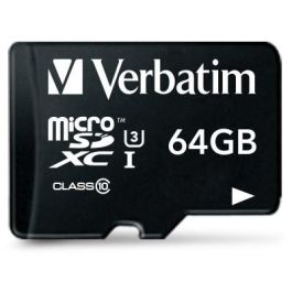 Verbatim Tarjeta de Memoria Pro 64GB MicroSDXC Clase 10 UHS, 90MB/s Lectura, 45MB/s Escritura + Adaptador SD