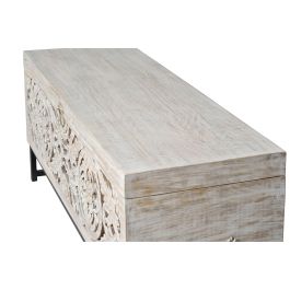 Giner y Colomer Baúl de Madera de Mango y Patas Metal Blanco Envejecido 50x116x40 cm