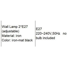 DKD Home Decor Lámpara Aplique de Pared Urban de Metal Negro, 50x16x21cm, E27 para 2 Bombillas, 50W 220V (Pack de 4)