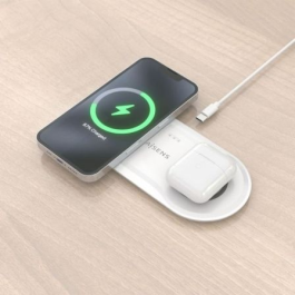 Aisens ASCH-15W2WC059-W – Base de Carga Inalámbrica 2 en 1 USB-C 15W para Móvil Auriculares Blanco