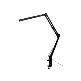 Q-connect Rigel Lámpara de Escritorio LED 8W 320 lm Aluminio con Pinza, Brazo Doble 3 Articulaciones, Color Negro