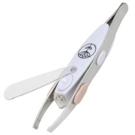 Cosmetic Club Pinzas Depilación con LED y Lupa x25 - Precisión Facial, Pilas Incluidas