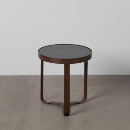 Mesita Marrón Oscuro Metal-Cristal 40 X 40 X 45 cm