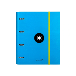 Antartik Carpeta con recambio a4 cuadro 5mm forrada 4 anillas 40mm redondas con solapa color azul